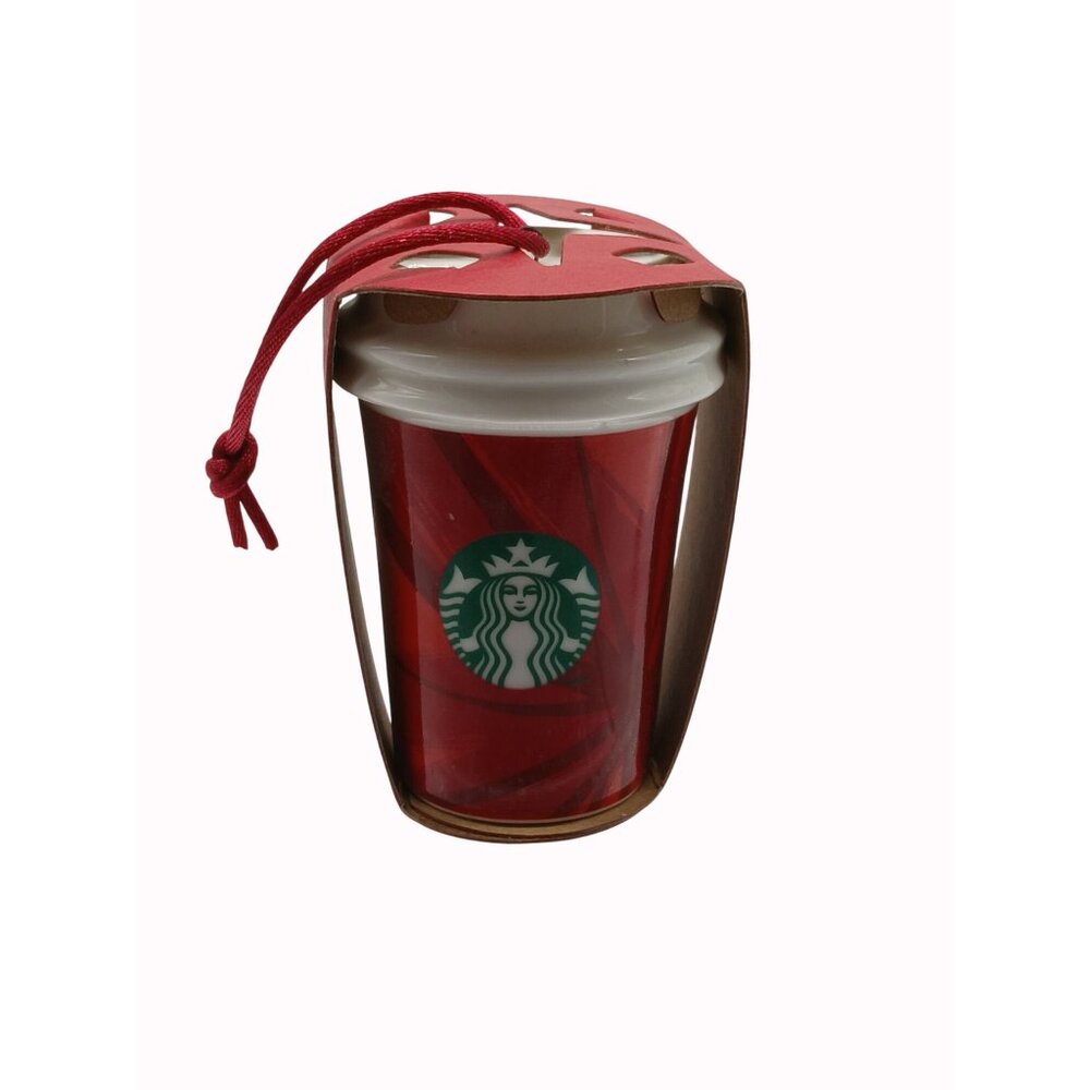 Starbucks Mini Red Cup Ceramic Ornament Holiday 2014 To Go Travel Cup Christmas
